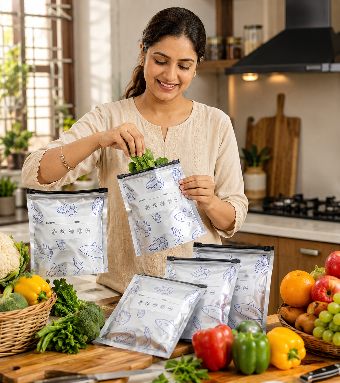 Reusable Foil Zip Lock Vacuum Food Storage Bags – Keep Food Fresh & Organized (Pack of 20)